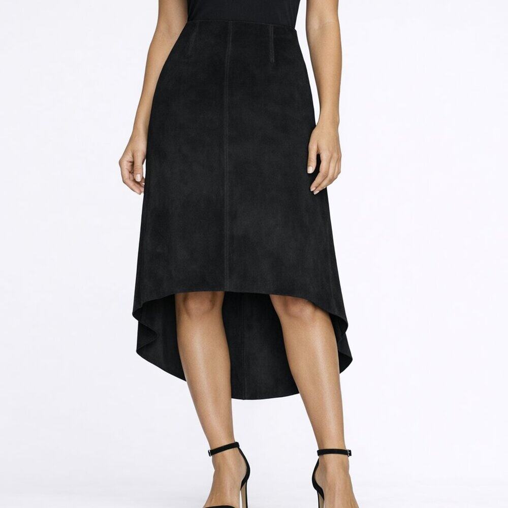 Marciano Black Leather Suede High‑Low Skirt – Style PGMG1679, Size Small